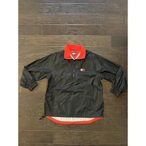 Vintage Tommy Hilfiger Black Pullover Windbreaker Jacket Medium Spell Out Zip